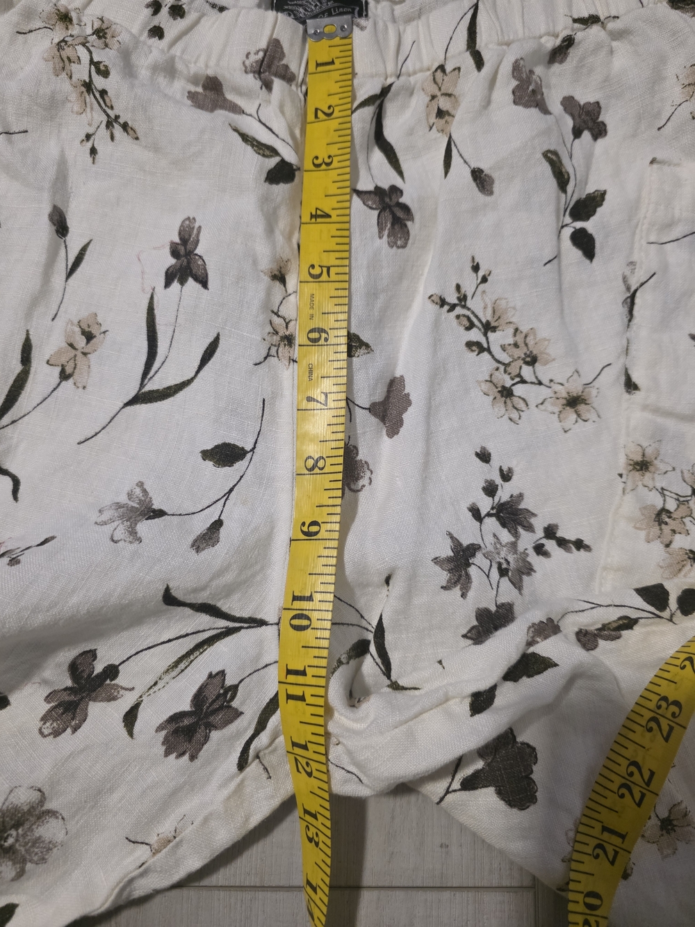 Soft Surroundings Floral Linen Blend Cropped Pants Women’s Medium White Botanica - Picture 8 of 10